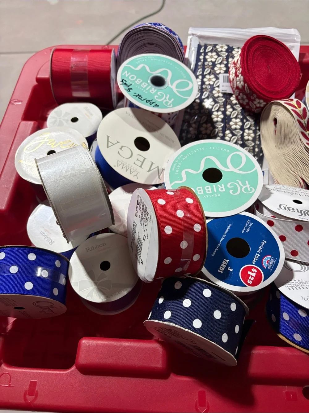 Red White and Blue Decorative Ribbon Bundle